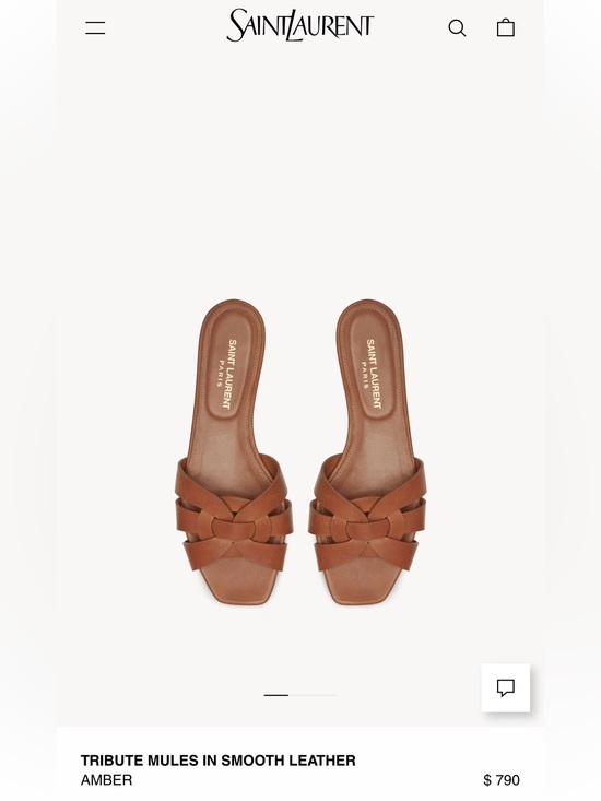 Saint Laurent Shoes - Saint Laurent Tan Tribute Mules in Amber